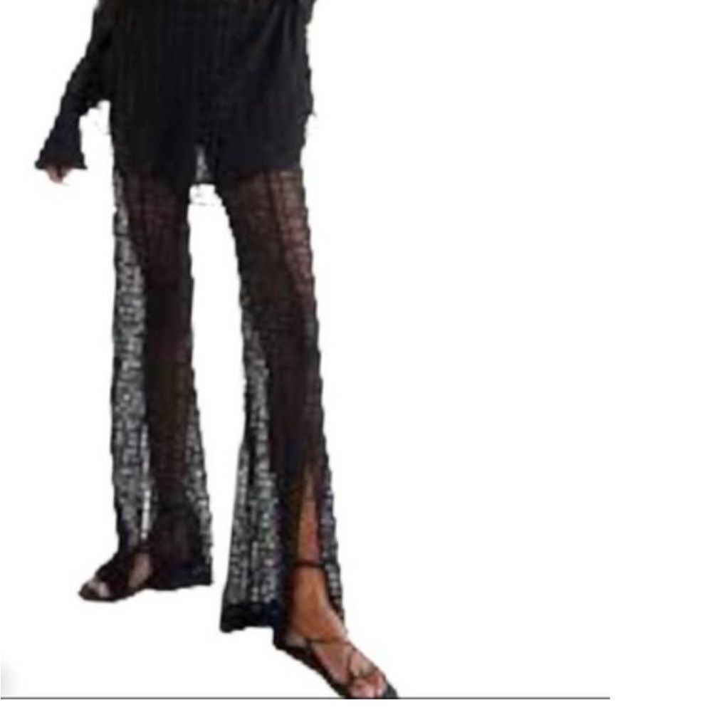 FREE PEOPLE | NEW In the Night Black Sheer Lace Flare Pants Women’s Size X-Small